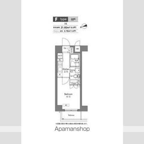 プラウドフラット神楽坂(1K/3階)の間取り写真