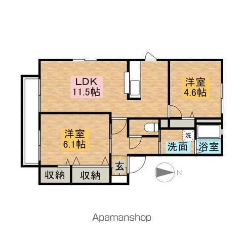 リバティ新白岡B棟(2LDK/2階)の間取り写真