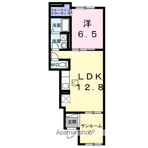 アコヘドール(1LDK/1階)の間取り写真