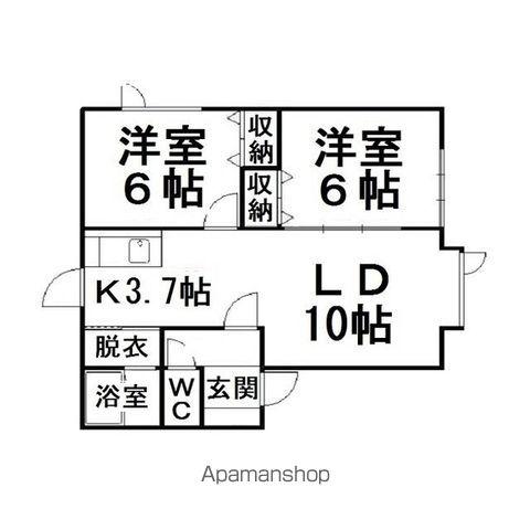 コーポイーストヒル(2LDK/1階)の間取り写真