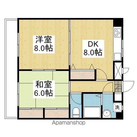 駅前マンション牛渕(2DK/4階)の間取り写真