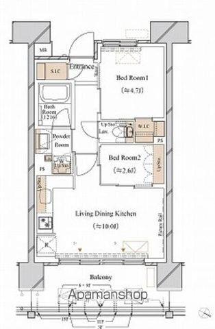 ブランシエスタ新丸子リバーフロ(2LDK/10階)の間取り写真