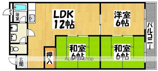 カーサ三国ヶ丘(3LDK/2階)の間取り写真