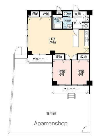 ライオンズマンション赤坂(2LDK/1階)の間取り写真