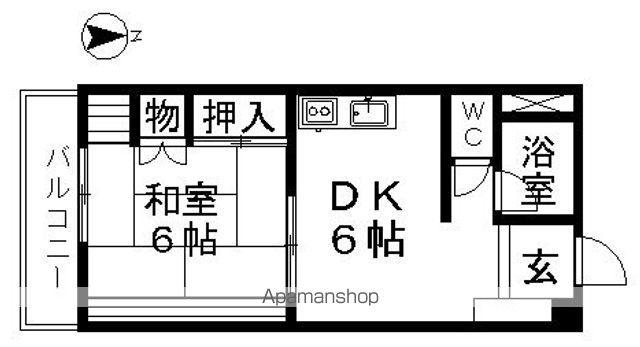ハイツ東大手(1K/4階)の間取り写真
