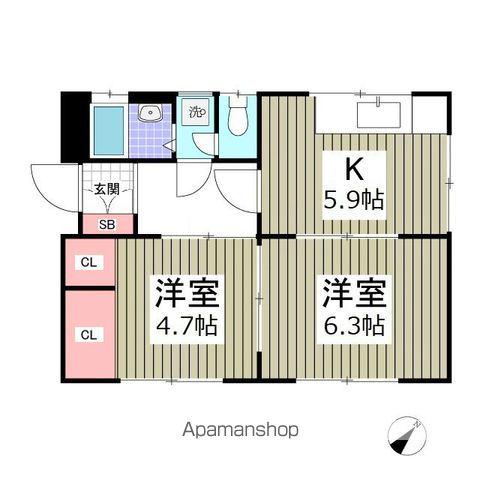総武本線 都賀駅 徒歩24分 1階建 築39年(2K)の間取り写真