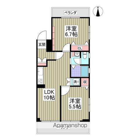市ヶ谷第3ローヤルコーポ(2LDK/3階)の間取り写真