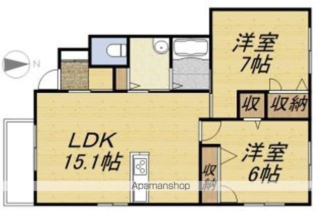 ヴァンベールⅡ(2LDK/1階)の間取り写真
