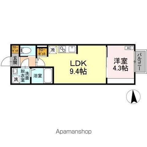 ジオ黒松(1LDK/1階)の間取り写真