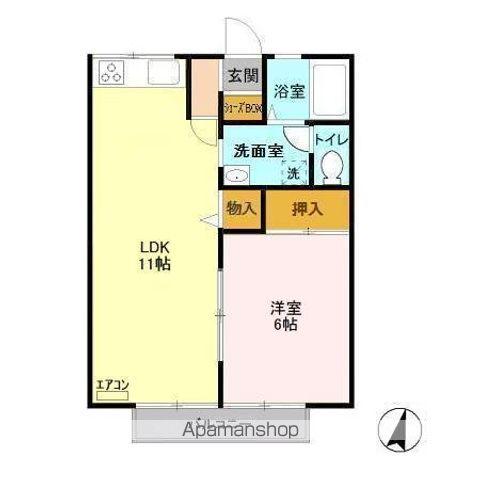 コーポサングリーン(2DK/2階)の間取り写真