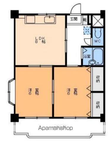 ハイツ山本(2DK/3階)の間取り写真