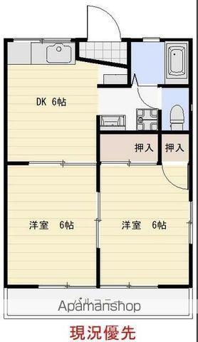 SKY・HILL(2DK/2階)の間取り写真
