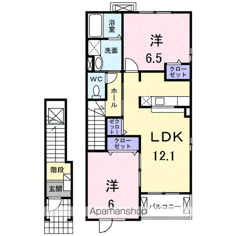グランツレジデンスB(2LDK/2階)の間取り写真