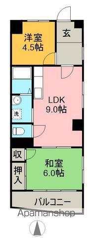 山嵜ビル(2LDK/4階)の間取り写真