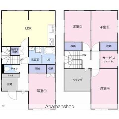 名鉄名古屋本線 豊明駅 徒歩17分 2階建 築43年(4LDK)の間取り写真