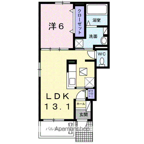 シャン・ノール ⅩⅩⅠ(1LDK/1階)の間取り写真