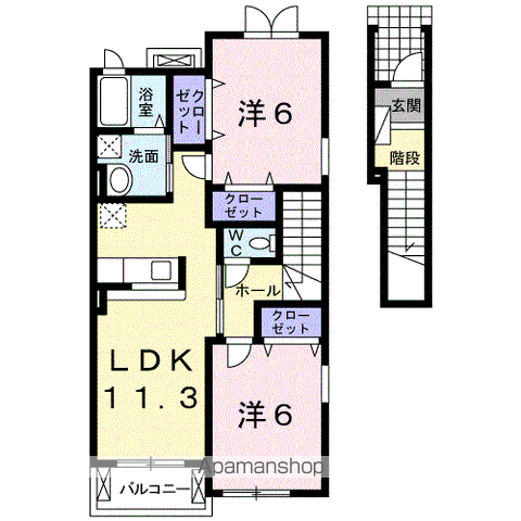 メゾン・ド・松月(2LDK/2階)の間取り写真