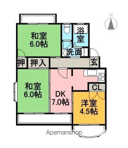 サンウィルY(3DK/2階)の間取り写真