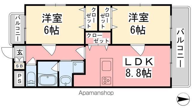喜与町ジョア(2LDK/2階)の間取り写真
