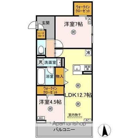 TORISIA T ウエスト(2LDK/2階)の間取り写真