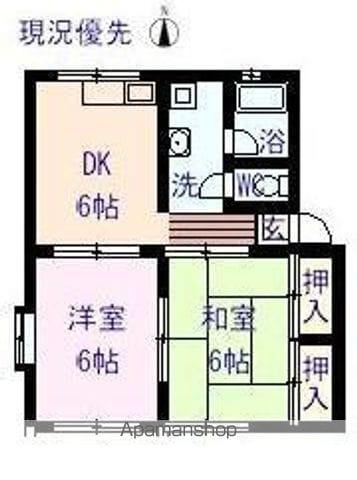 サニーハイツ(2DK/1階)の間取り写真