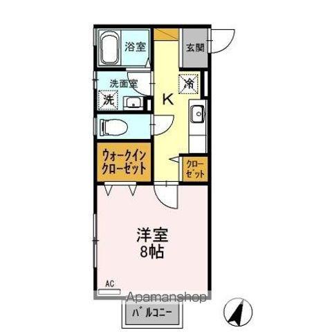 上越新幹線 新潟駅 バス乗車時間：10分 関屋本村バス停で下車 徒歩1分 2階建 築25年(1K/1階)の間取り写真
