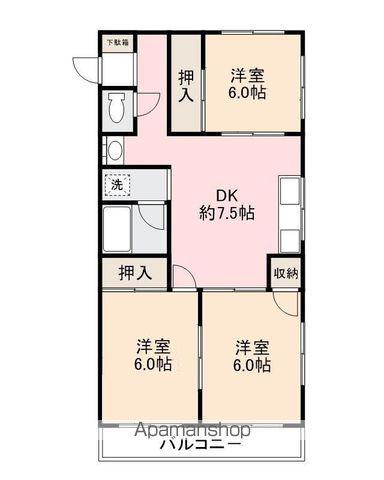 三条サウスピア(3DK/1階)の間取り写真