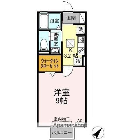 ヴォラーレⅠ(1K/1階)の間取り写真