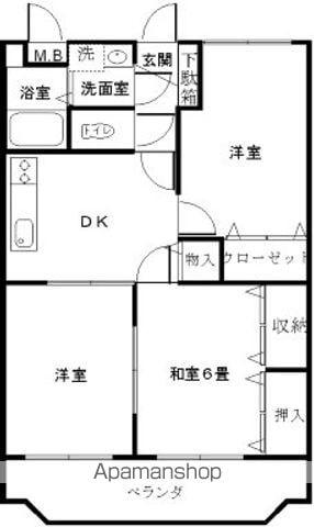 ユーミー渡辺(3DK/4階)の間取り写真