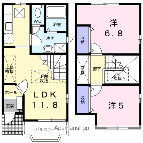 ベラカーザⅡB(2LDK/1階)の間取り写真