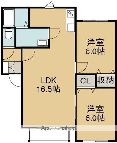 ニートハウスB(2LDK/1階)の間取り写真