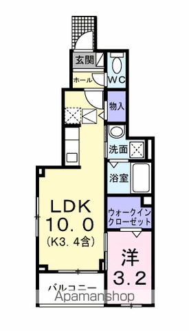 ハイライト(1LDK/1階)の間取り写真