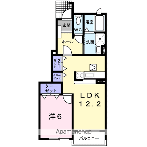 ニューアラモードA(1LDK/1階)の間取り写真