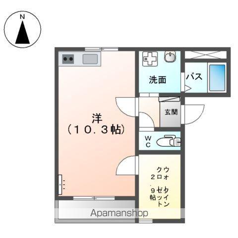 東海道本線 岐阜駅 バス乗車時間：40分 六地蔵バス停で下車 徒歩10分 2階建 築20年(ワンルーム/1階)の間取り写真