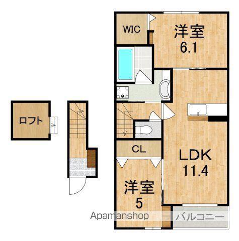 メープル ヴィラ(2LDK/2階)の間取り写真