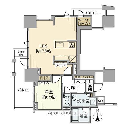 プラウドタワー名駅(1LDK/18階)の間取り写真