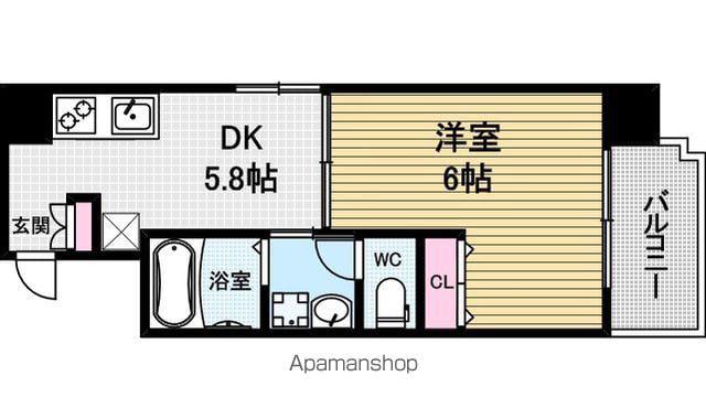 ギャラリー谷町(1DK/5階)の間取り写真