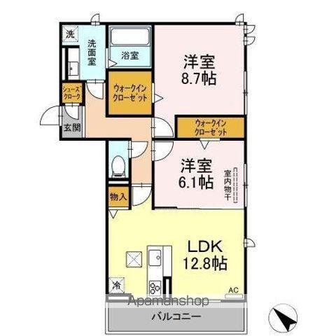 アクシス(2LDK/1階)の間取り写真