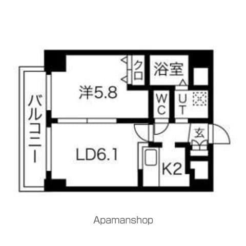 INOVE札幌清田旧ドマーニプレイス(1LDK/6階)の間取り写真