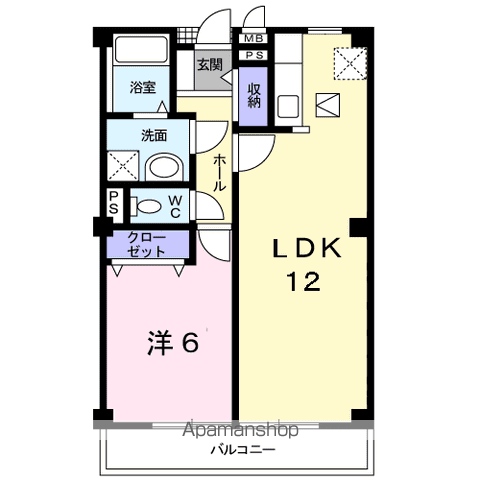 ベルコーポデヌシA棟(1LDK/1階)の間取り写真