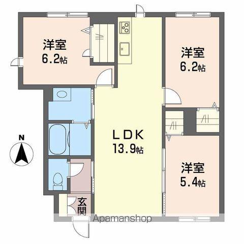 ユキコート斎院(3LDK/1階)の間取り写真