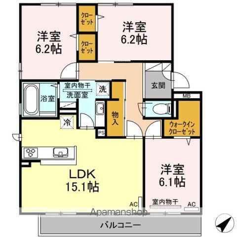 グリーンヒル(3LDK/2階)の間取り写真