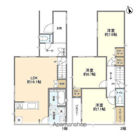 千葉都市モノレール スポーツセンター駅 徒歩6分 2階建 築1年(3LDK)の間取り写真