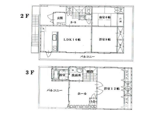 愛媛県松山市 3階建 築26年(3LDK)の間取り写真