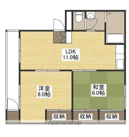 CALM五日市三宅(2LDK/4階)の間取り写真