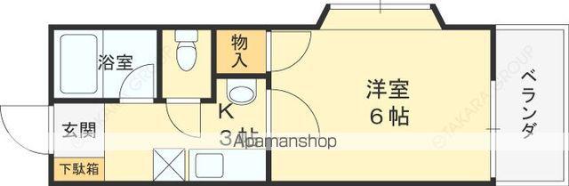 フルール(1K/2階)の間取り写真
