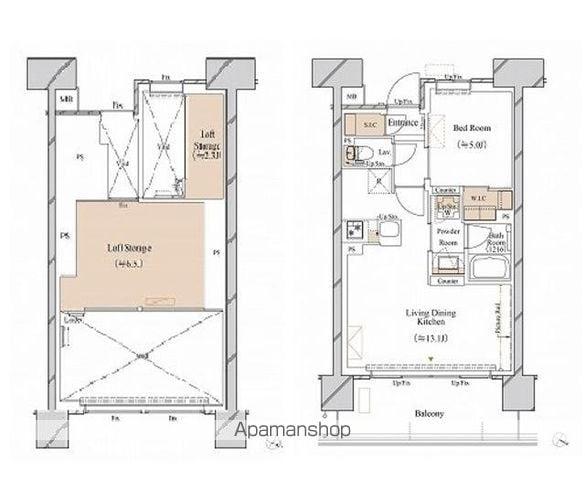 ブランシエスタ新丸子リバーフロント(1LDK/13階)の間取り写真