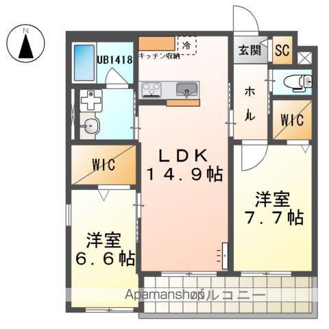 CASA桜山(2LDK/3階)の間取り写真