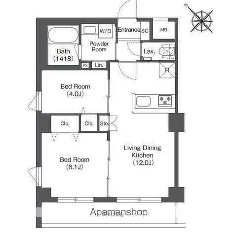 HAKATA STATION サウス(2LDK/3階)の間取り写真