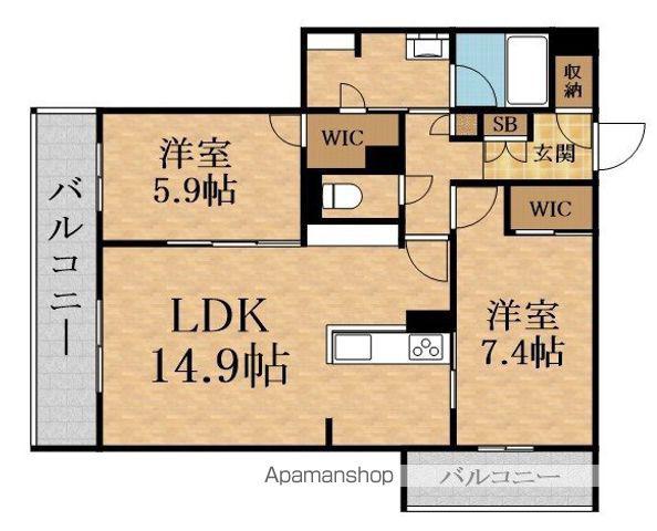 シャーメゾンスイート森小路(2LDK/2階)の間取り写真